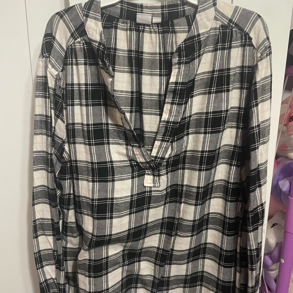 Black and White Long Sleeve Button Down Shirt with Mandarin Collar